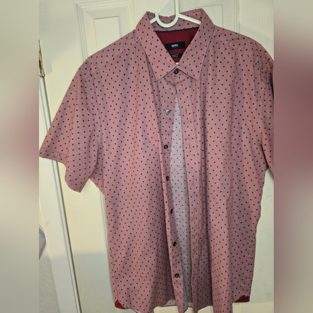 Boss Pink and Black Casual Button Down Shirt